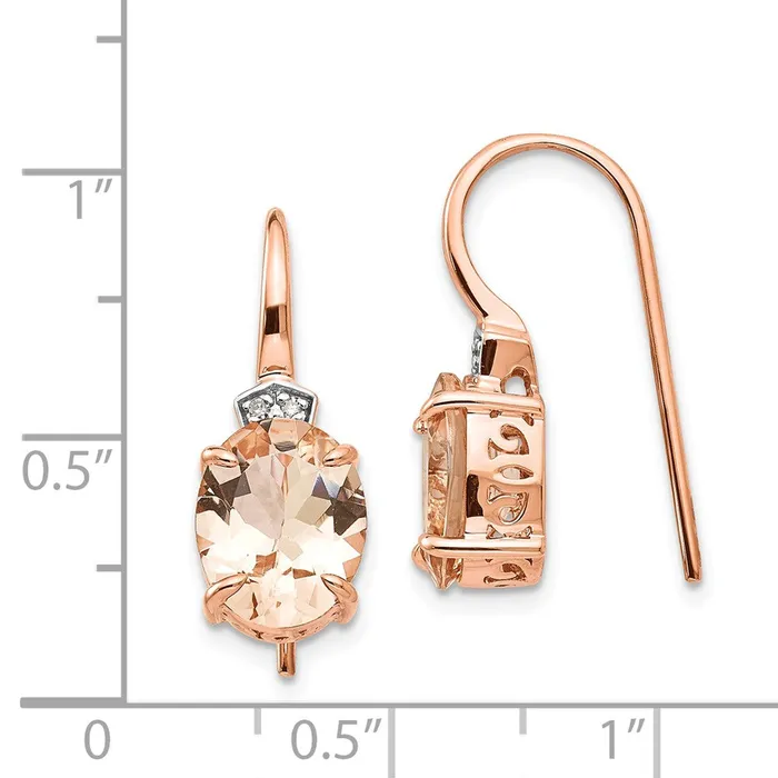 Goldia Earrings 14k Rose Gold Diamond and Morganite Dangle Earrings Goldia Earrings 14k Rose Gold Diamond and Morganite Dangle Earrings