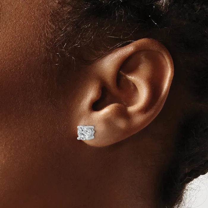 Goldia Earrings 14k White Gold 1 12 ctw Lab Grown Diamond VSSI G Round 4 Prong Heavy Wt Stud Earrings
