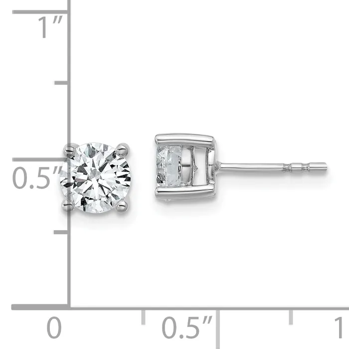 Goldia Earrings 14k White Gold 1 12 ctw Lab Grown Diamond VSSI G Round 4 Prong Heavy Wt Stud Earrings