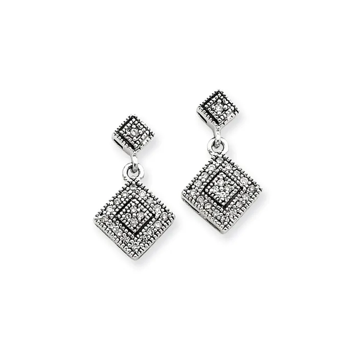 Goldia Earrings 14k White Gold AA Quality Completed Real Diamond Vintage Earrings