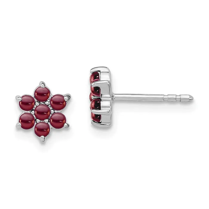 Goldia Earrings 14k White Gold Garnet Floral Post Earrings