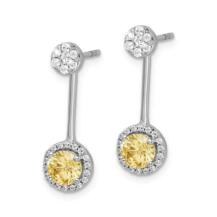 Goldia Earrings 14k White Gold Real DiamondCitrine FrontBack Earrings