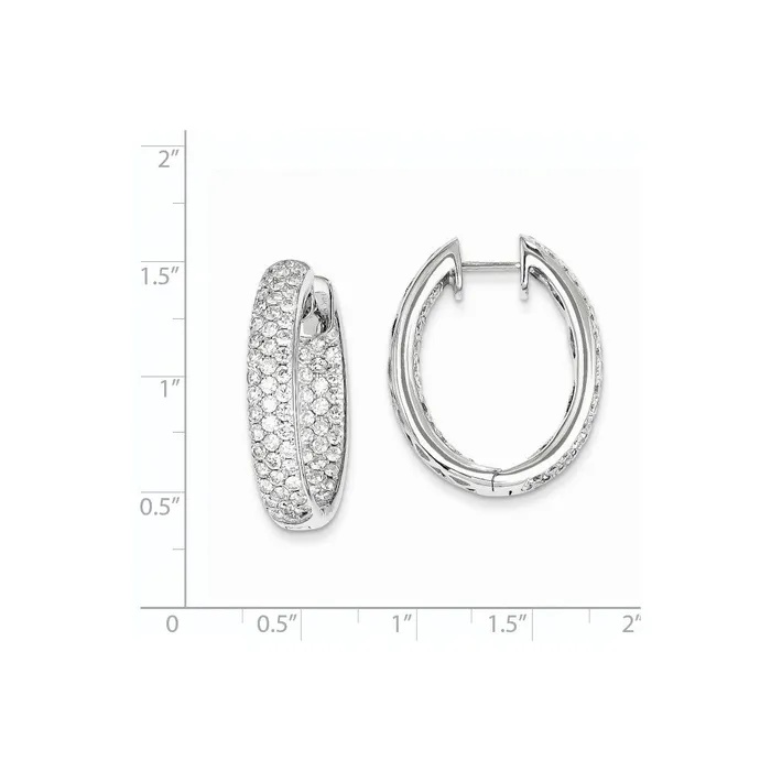 Goldia Earrings 14k White Gold Real Diamond InOut Hinged Hoop Earrings