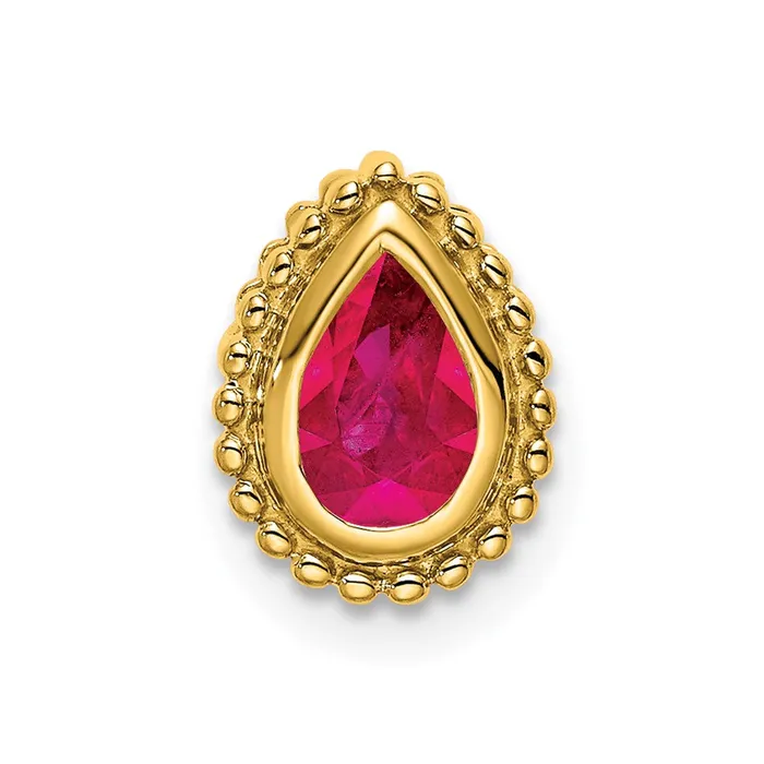 Goldia Earrings 14K Yellow Gold Pear Ruby Chain Slide