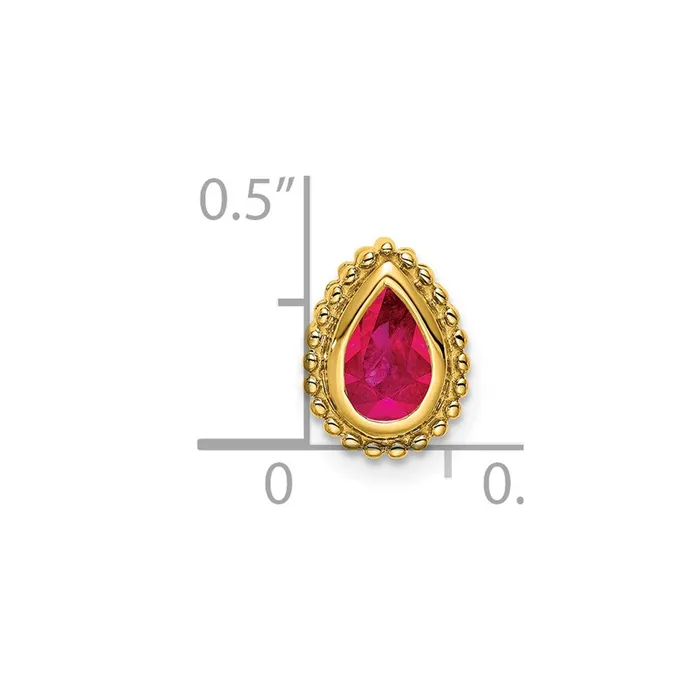 Goldia Earrings 14K Yellow Gold Pear Ruby Chain Slide