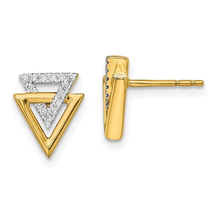 Goldia Earrings 14k Yellow Gold Polished Triangle Real Diamond Post Earrings