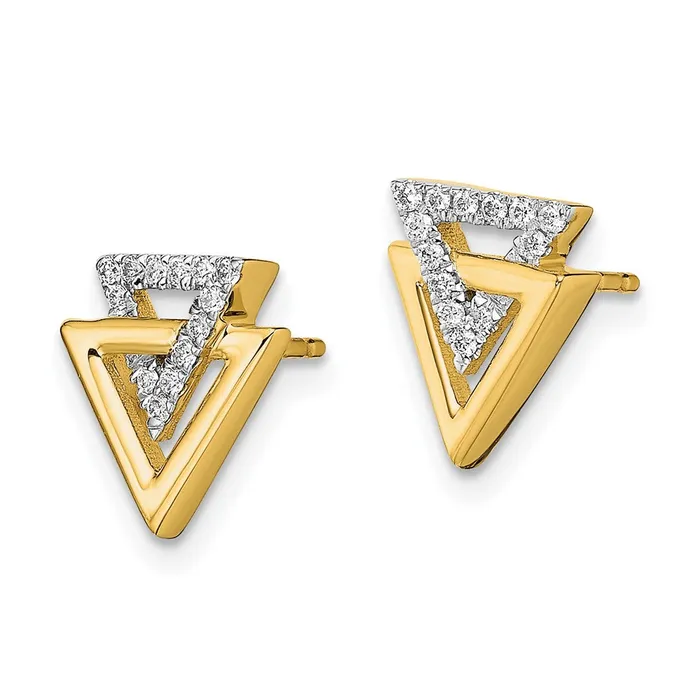 Goldia Earrings 14k Yellow Gold Polished Triangle Real Diamond Post Earrings