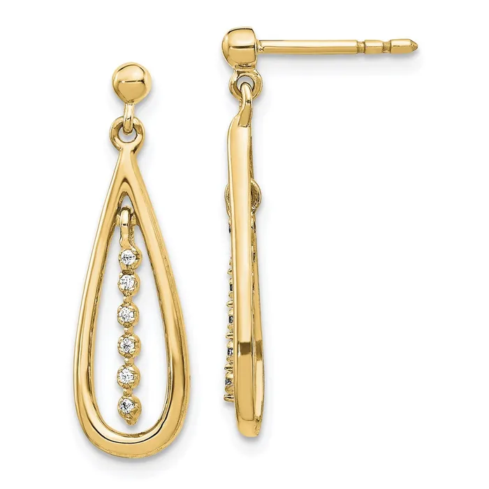 Goldia Earrings 14k Yellow Gold Real Diamond Teardrop Post Earrings