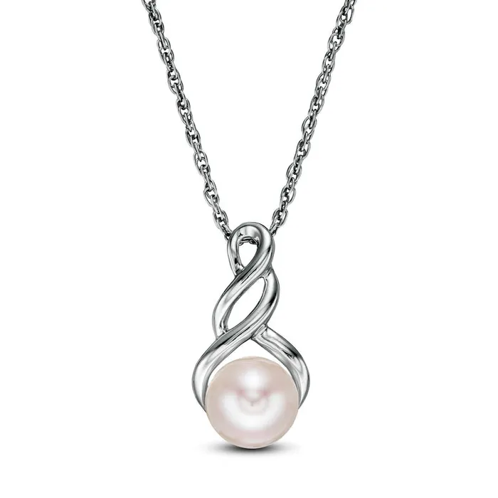 Goldia Earrings 70mm Cultured Freshwater Pearl Cascading Drop Pendant in 10K White Gold