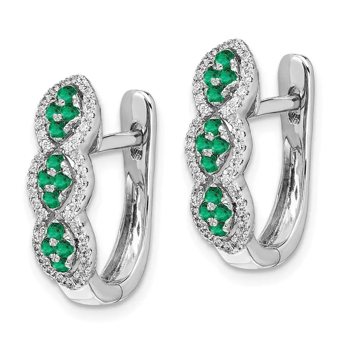 Goldia Earrings Solid 14k White Gold Simulated CZ and Emerald Hinged Earrings Goldia Earrings Solid 14k White Gold Simulated CZ and Emerald Hinged Earrings