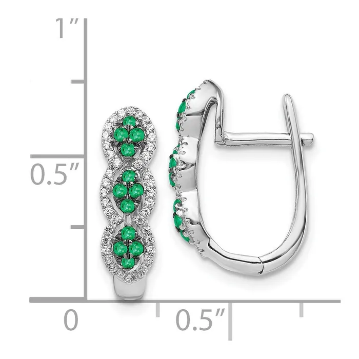 Goldia Earrings Solid 14k White Gold Simulated CZ and Emerald Hinged Earrings Goldia Earrings Solid 14k White Gold Simulated CZ and Emerald Hinged Earrings