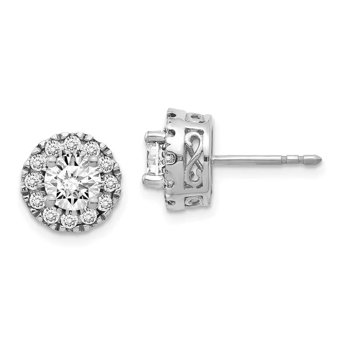 Goldia Earrings Solid 14k White Gold Simulated CZ Semimount Stud Earrings