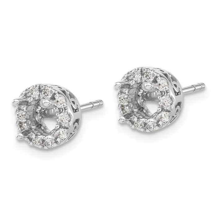 Goldia Earrings Solid 14k White Gold Simulated CZ Semimount Stud Earrings Goldia Earrings Solid 14k White Gold Simulated CZ Semimount Stud Earrings