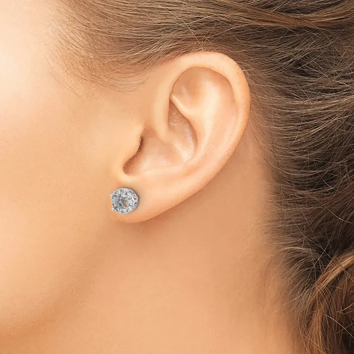 Goldia Earrings Solid 14k White Gold Simulated CZ Semimount Stud Earrings Goldia Earrings Solid 14k White Gold Simulated CZ Semimount Stud Earrings