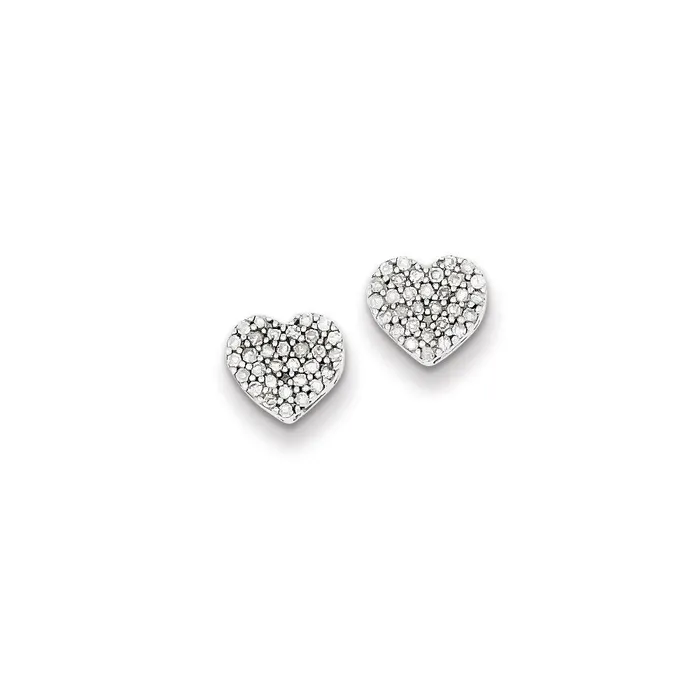 Goldia Earrings Sterling Silver Diamond Heart Post Earrings