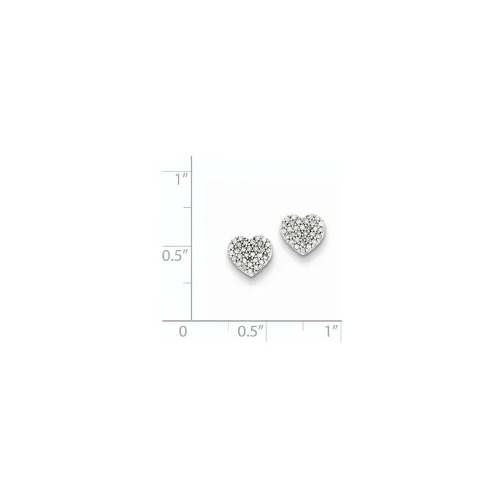Goldia Earrings Sterling Silver Diamond Heart Post Earrings