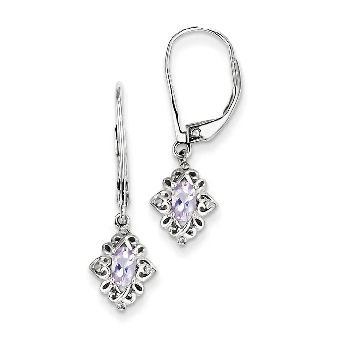 Goldia Earrings Sterling Silver Pink Quartz Diamond Earrings