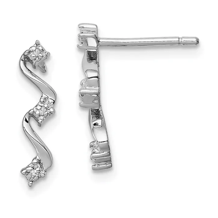 Goldia Earrings Sterling Silver Rhodium Diamond Wavy Post Earrings