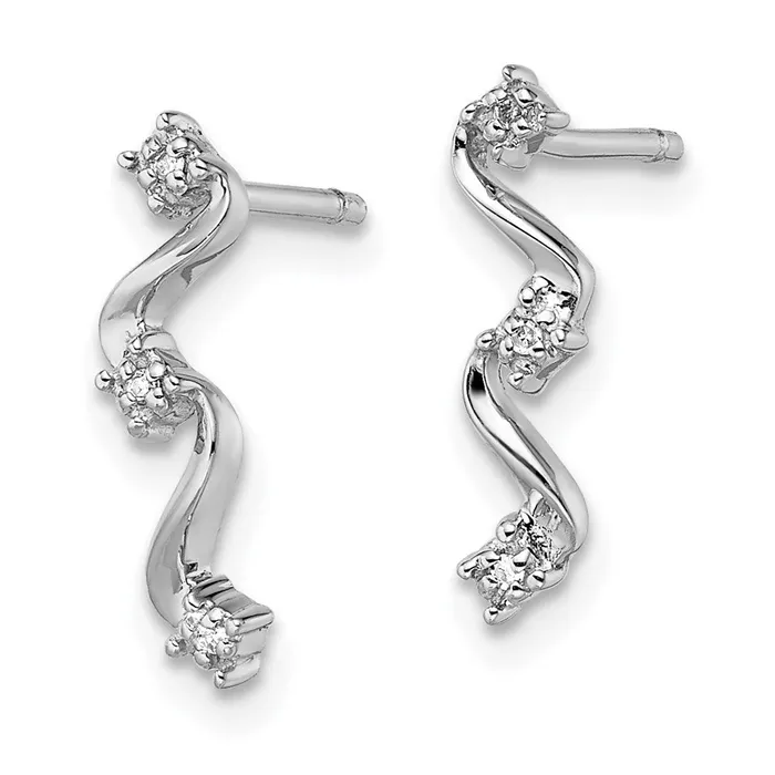 Goldia Earrings Sterling Silver Rhodium Diamond Wavy Post Earrings