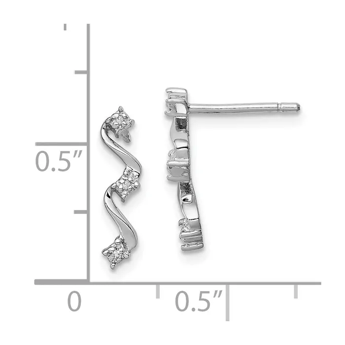 Goldia Earrings Sterling Silver Rhodium Diamond Wavy Post Earrings