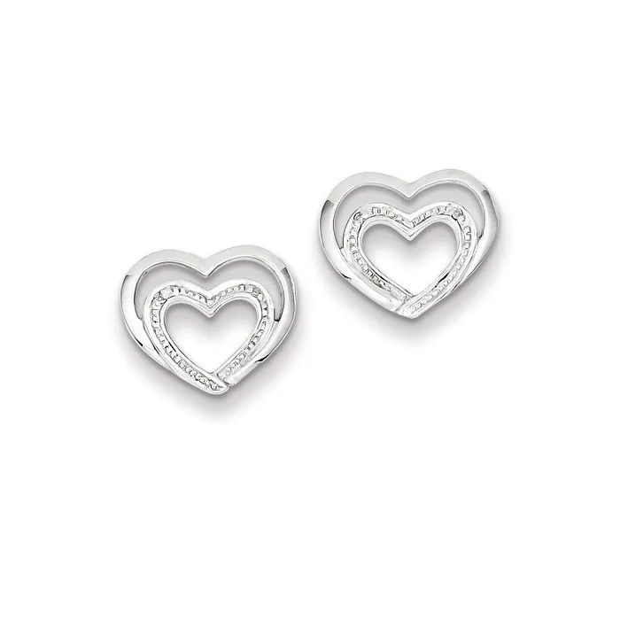 Goldia Earrings Sterling Silver Rhodiumplated Diamond Heart Post Earrings