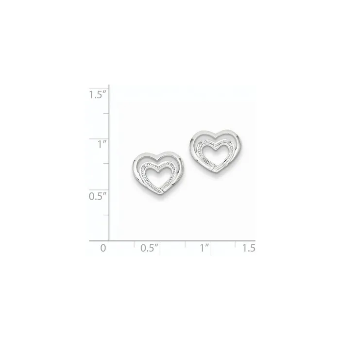 Goldia Earrings Sterling Silver Rhodiumplated Diamond Heart Post Earrings