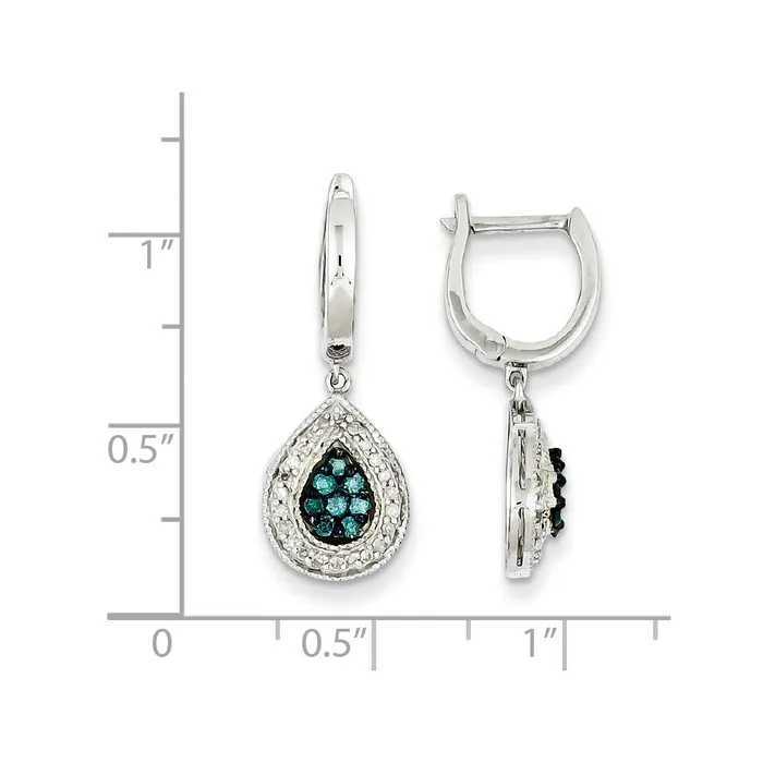Goldia Earrings Sterling Silver White u0026 Blue Cluster Diamond Hinged Earrings