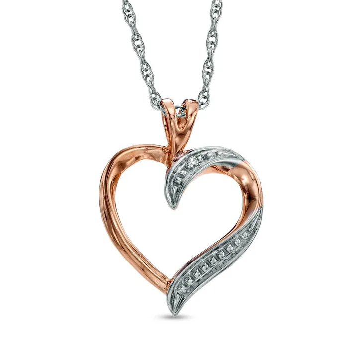 Goldia Natural Diamond Accent Heart Pendant in 10K Rose Gold Necklaces