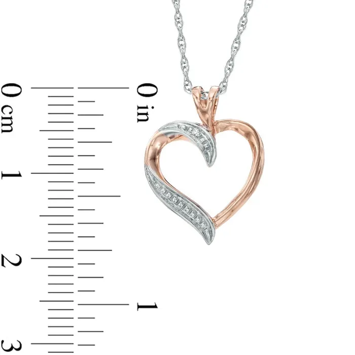 Goldia Natural Diamond Accent Heart Pendant in 10K Rose Gold Necklaces Goldia Natural Diamond Accent Heart Pendant in 10K Rose Gold Necklaces