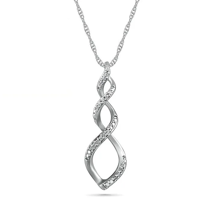 Goldia Necklaces 005 CT TW Natural Diamond Twist Pendant in Sterling Silver