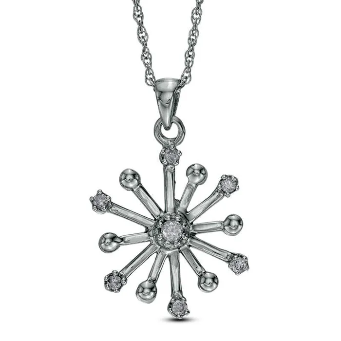 Goldia Necklaces 01 CT TW Natural Diamond Star Pendant in Sterling Silver