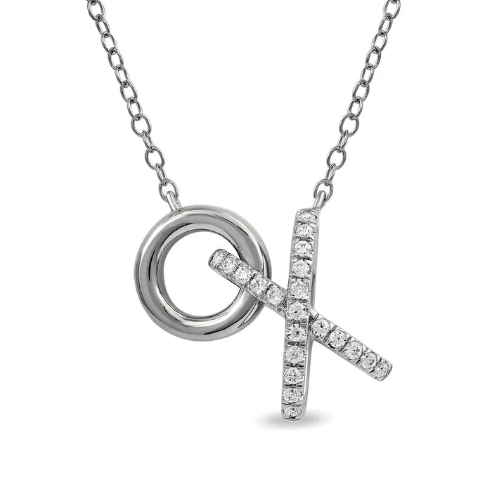 Goldia Necklaces 017 CT TW Natural Diamond XO Necklace in Sterling Silver Goldia Necklaces 017 CT TW Natural Diamond XO Necklace in Sterling Silver