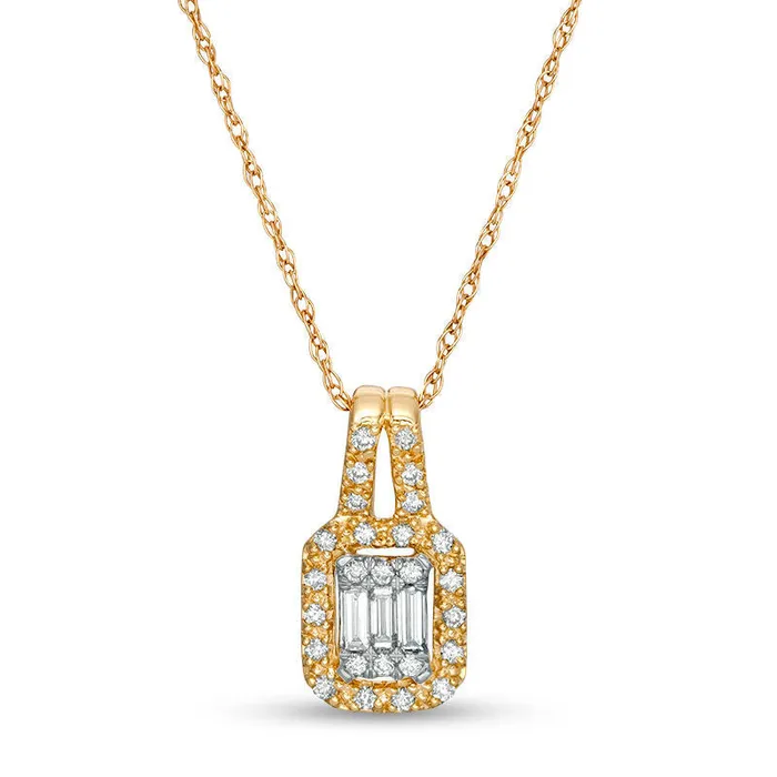 Goldia Necklaces 02 CT TW Composite Natural Diamond Rectangular Frame Pendant in 10K Yellow Gold Goldia Necklaces 02 CT TW Composite Natural Diamond Rectangular Frame Pendant in 10K Yellow Gold
