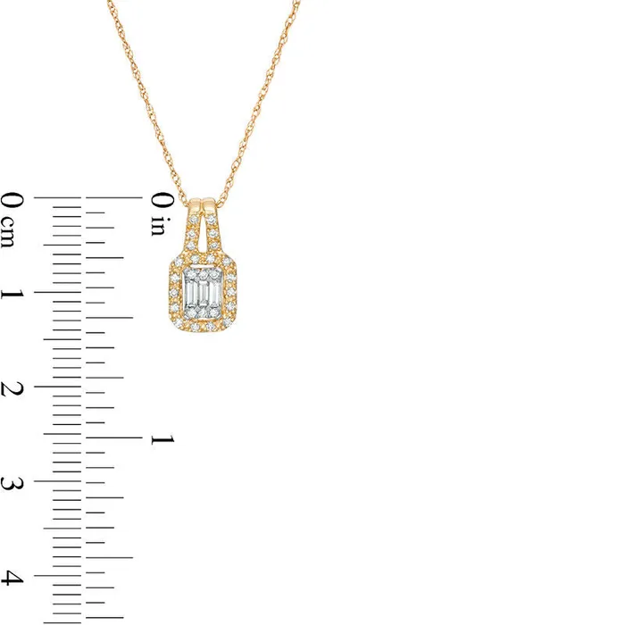 Goldia Necklaces 02 CT TW Composite Natural Diamond Rectangular Frame Pendant in 10K Yellow Gold Goldia Necklaces 02 CT TW Composite Natural Diamond Rectangular Frame Pendant in 10K Yellow Gold