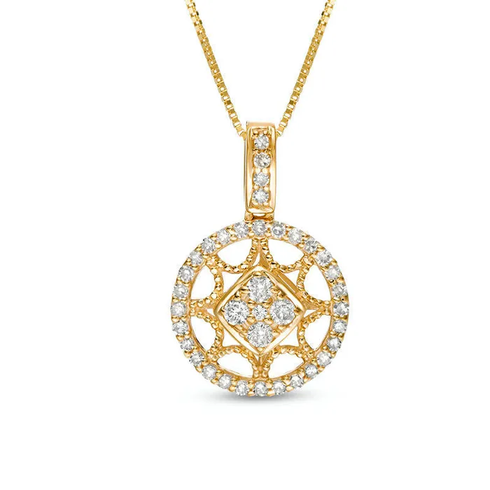 Goldia Necklaces 025 CT TW Natural Diamond Antique VintageStyle Star Circle Pendant in 10K Yellow Gold Goldia Necklaces 025 CT TW Natural Diamond Antique VintageStyle Star Circle Pendant in 10K Yellow Gold