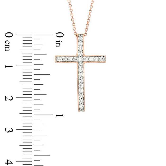 Goldia Necklaces 033 CT TW Certified Natural Diamond Cross Pendant in 14K Rose Gold II1 Goldia Necklaces 033 CT TW Certified Natural Diamond Cross Pendant in 14K Rose Gold II1