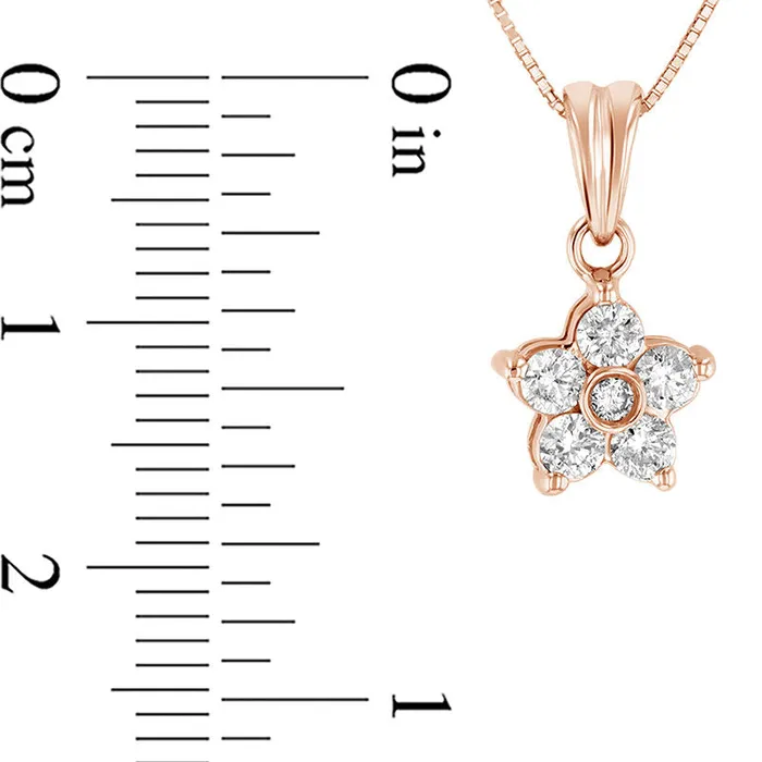 Goldia Necklaces 038 CT TW Natural Diamond Flower Pendant in 14K Rose Gold Goldia Necklaces 038 CT TW Natural Diamond Flower Pendant in 14K Rose Gold