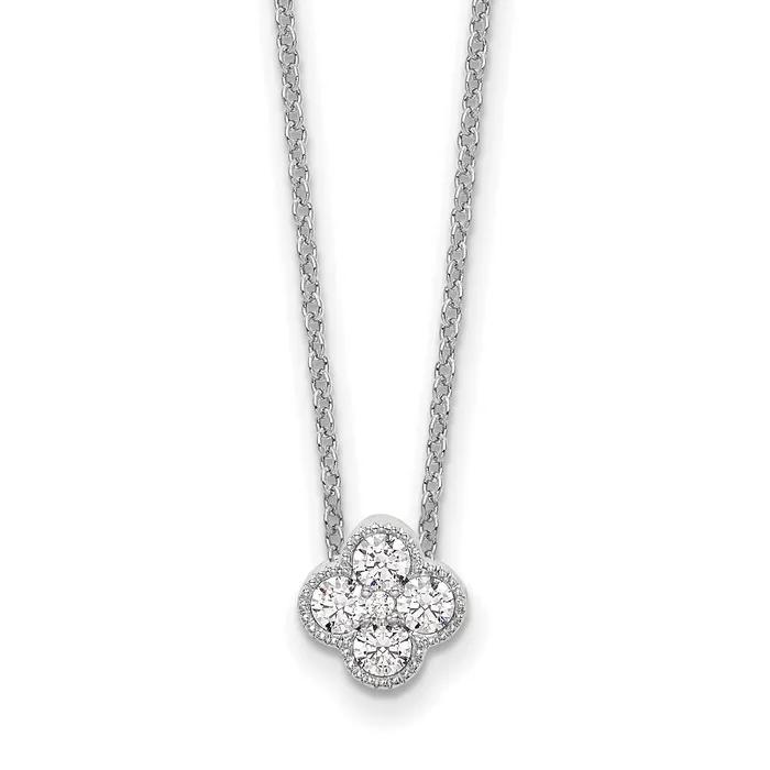Goldia Necklaces 10k White Gold 14 Ct Lab Grown Diamond VSSI G 18 inch Bloom Pendant Necklace