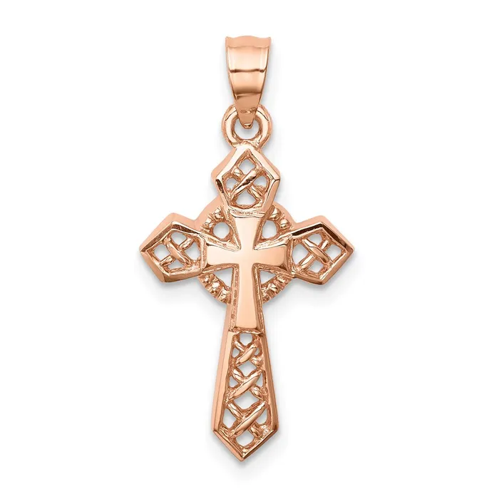 Goldia Necklaces 14k Rose Gold Rose Polished Cross Pendant