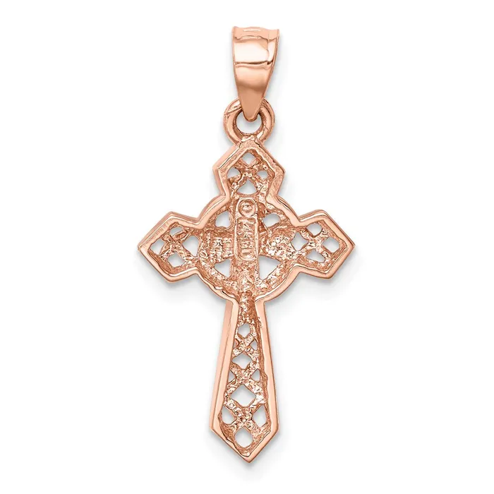 Goldia Necklaces 14k Rose Gold Rose Polished Cross Pendant