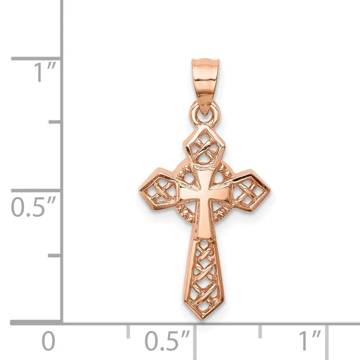 Goldia Necklaces 14k Rose Gold Rose Polished Cross Pendant