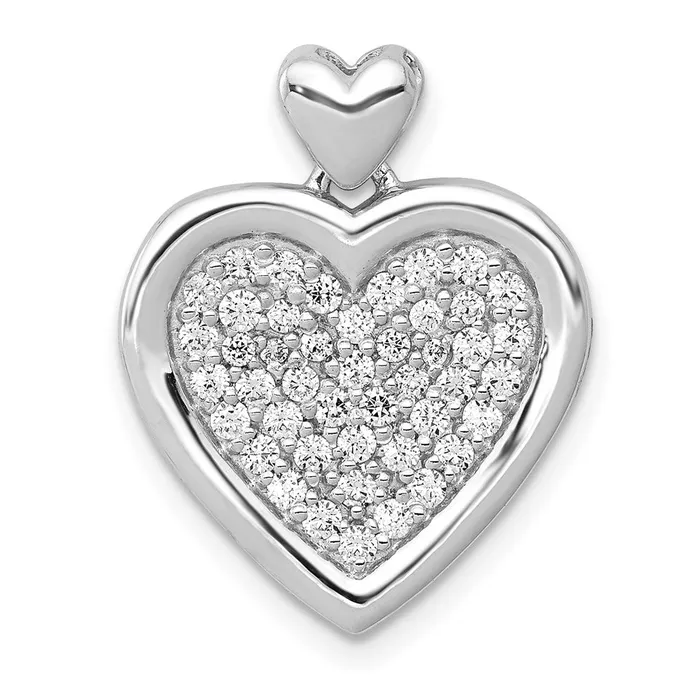 Goldia Necklaces 14k White Gold 12ct Real Diamond Fancy Heart w Heart Bail Pendant