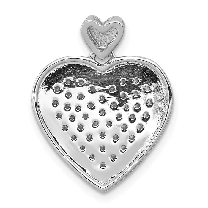 Goldia Necklaces 14k White Gold 12ct Real Diamond Fancy Heart w Heart Bail Pendant