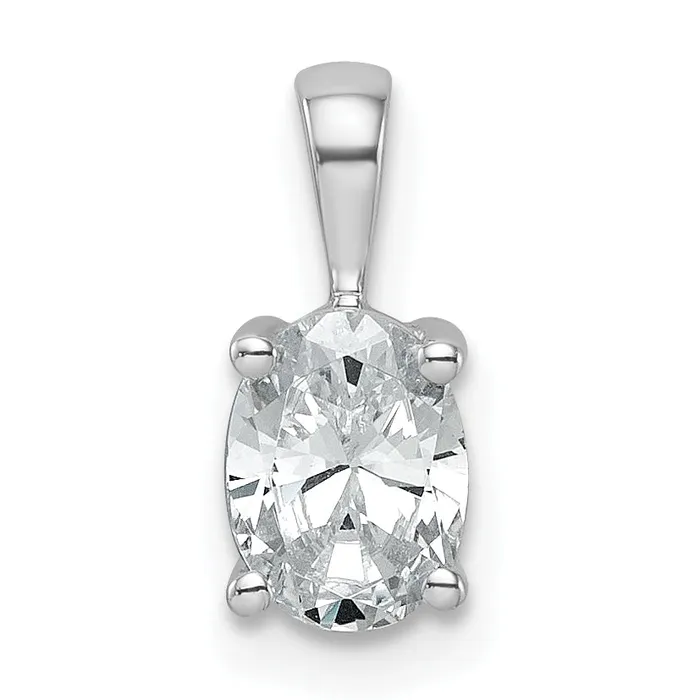 Goldia Necklaces 14k White Gold 34 Ct Certified Lab Grown Diamond VSSI G Oval Four Prong Pendant