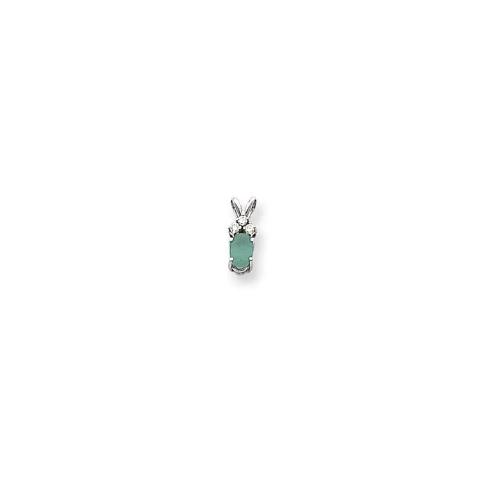 Goldia Necklaces 14k White Gold 6x4mm Oval Emerald A Real Diamond pendant