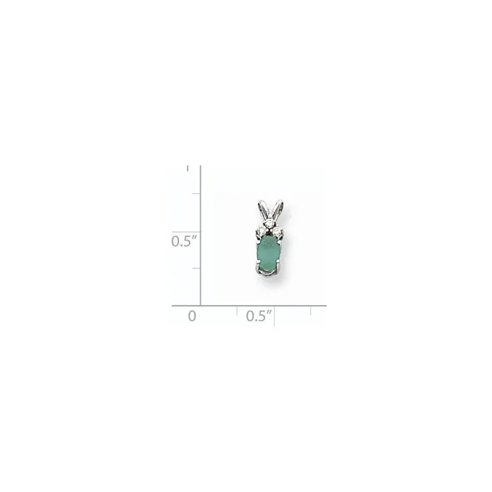 Goldia Necklaces 14k White Gold 6x4mm Oval Emerald A Real Diamond pendant