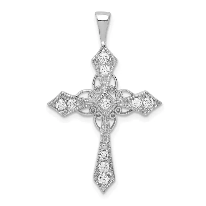 Goldia Necklaces 14k White Gold AA Real Diamond Passion Cross pendant