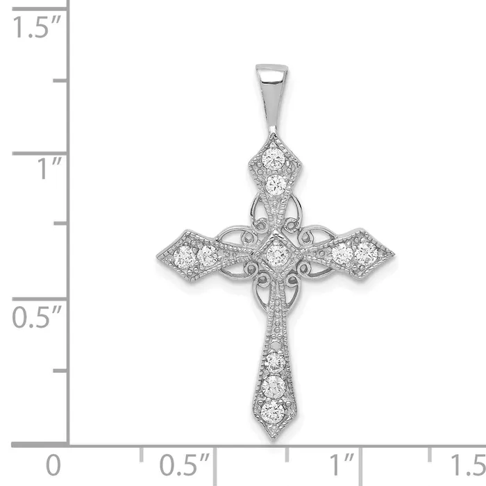 Goldia Necklaces 14k White Gold AA Real Diamond Passion Cross pendant