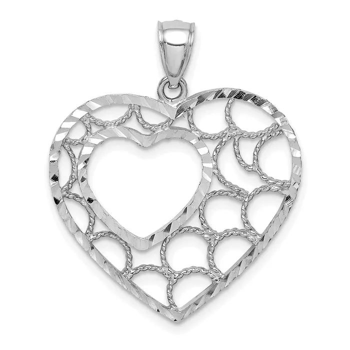 Goldia Necklaces 14k White Gold Diamondcut Heart Pendant