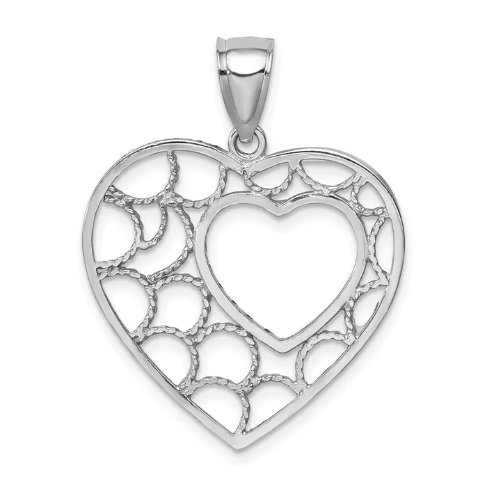 Goldia Necklaces 14k White Gold Diamondcut Heart Pendant